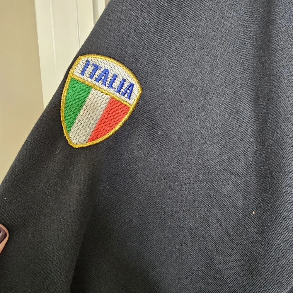 Retro Italia Track Jacket Full Zip Black Red Green White Trim Italy Flag Mens XL - Picture 4 of 12